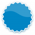 badge, blue, button