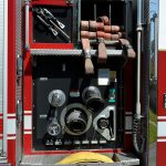 fire engine, supplies, fire hose